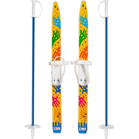 Лыжи детские Лыжики Пыжики Ручки +палки в сетке
