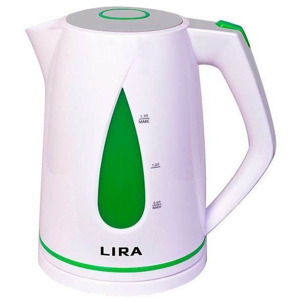 Чайник  LIRA LR 0104 1.7л., бело-зеленый 2200Вт 